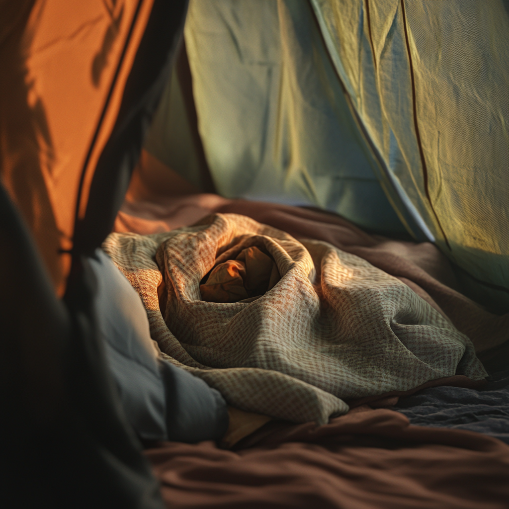 A blanket in a tent | Source: Midjourney