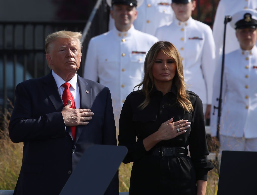 President Donald Trump and first lady Melania Trump participate in a 911 memorial ceremony at the Pentagon. | Source: Getty Images