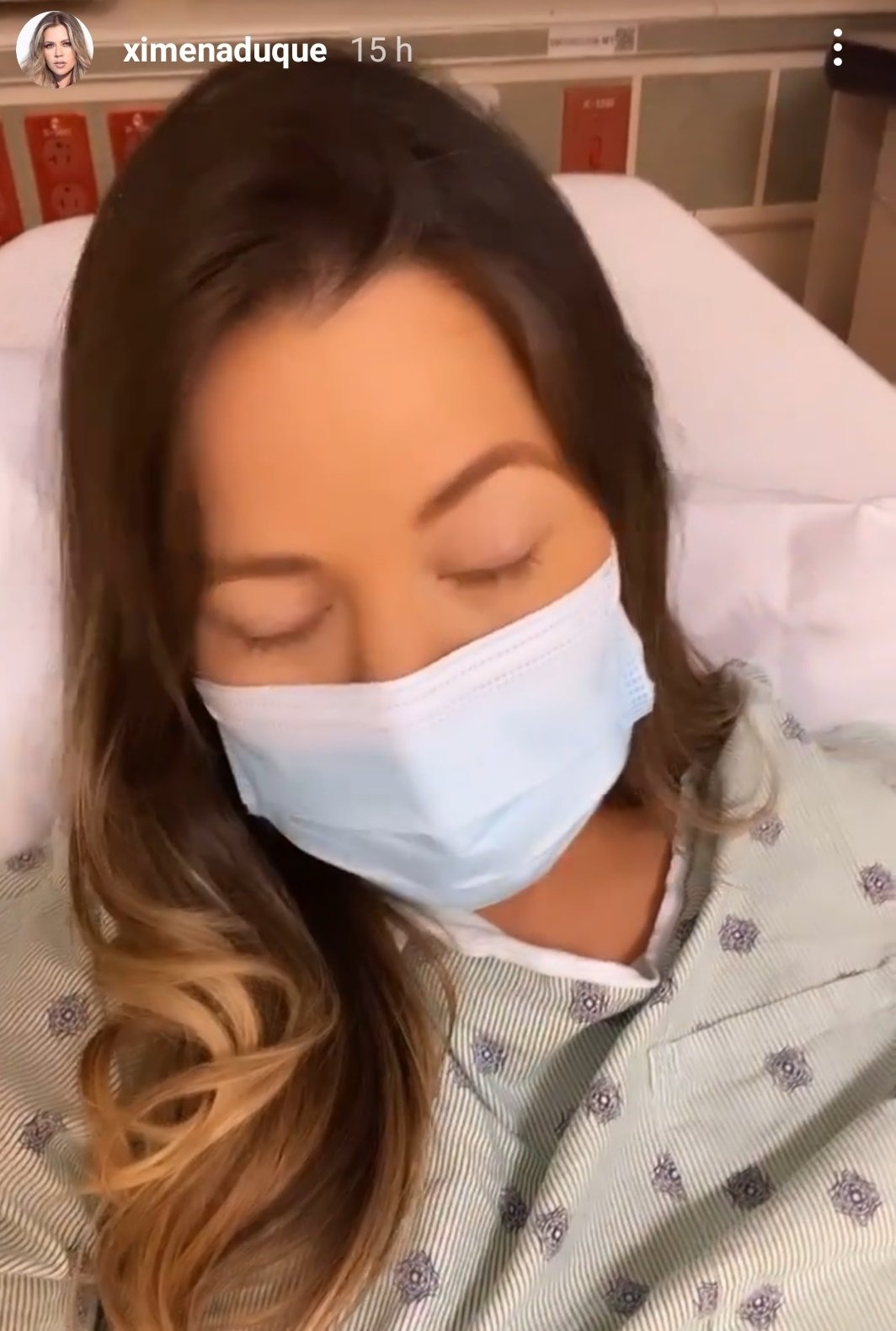 Ximena Duque desde el hospital. | Foto: Captura de Instagram/ximenaduque