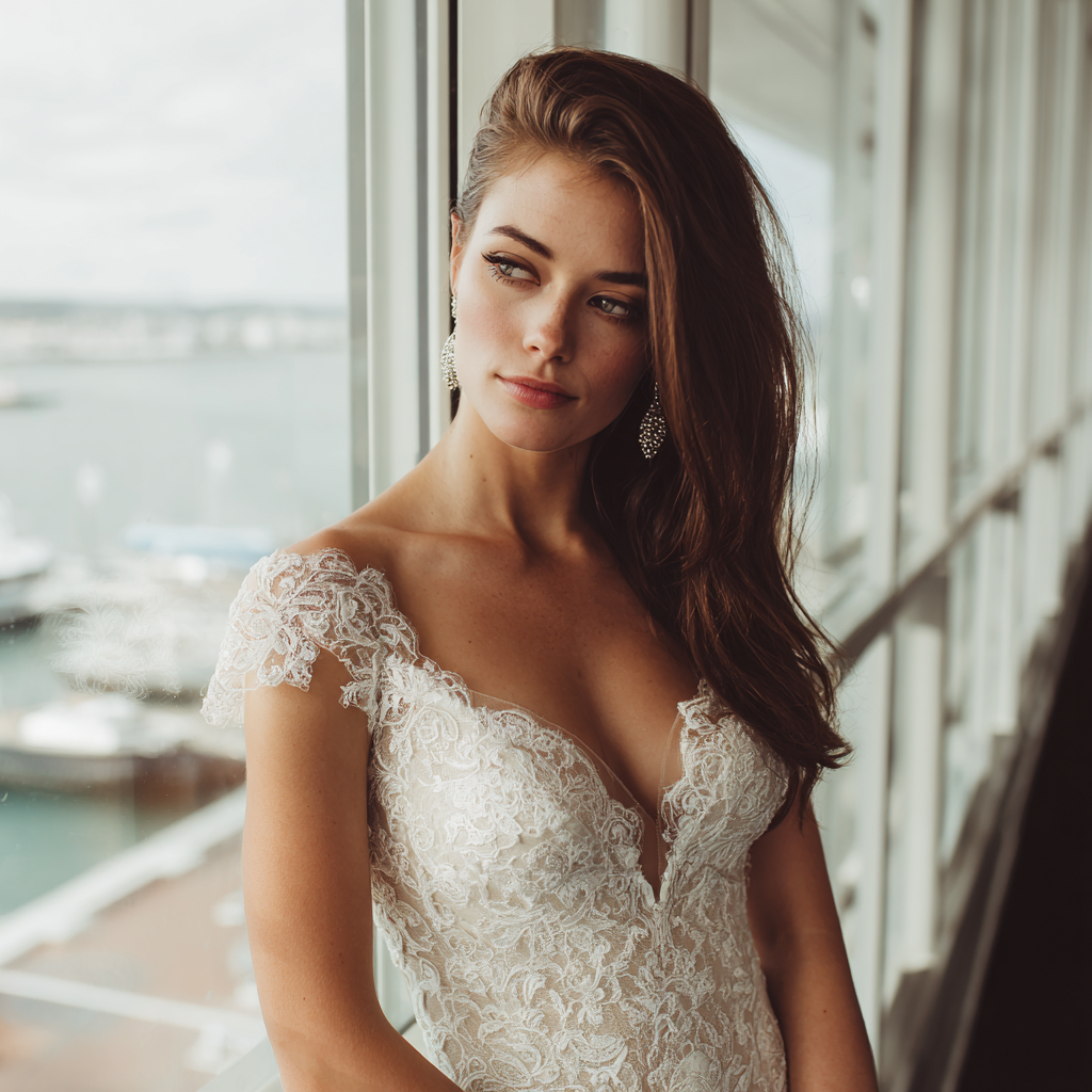 A bride wearing a lace dress | Source: Midjourney