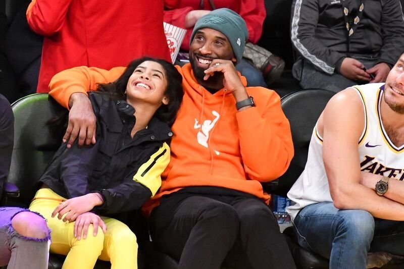 Kobe and Gianna Bryant watching an LA Lakers game courtside | Source: Getty Images/GlobalImagesUkraine