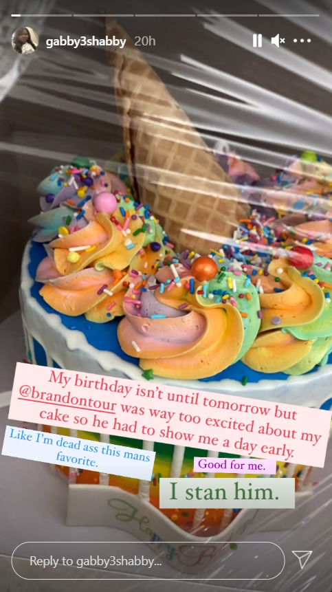 Gabby Sidibe shares a picture of her birthday cake from fiancé Brandon Frankel. | Instagram/Gabby3shabby