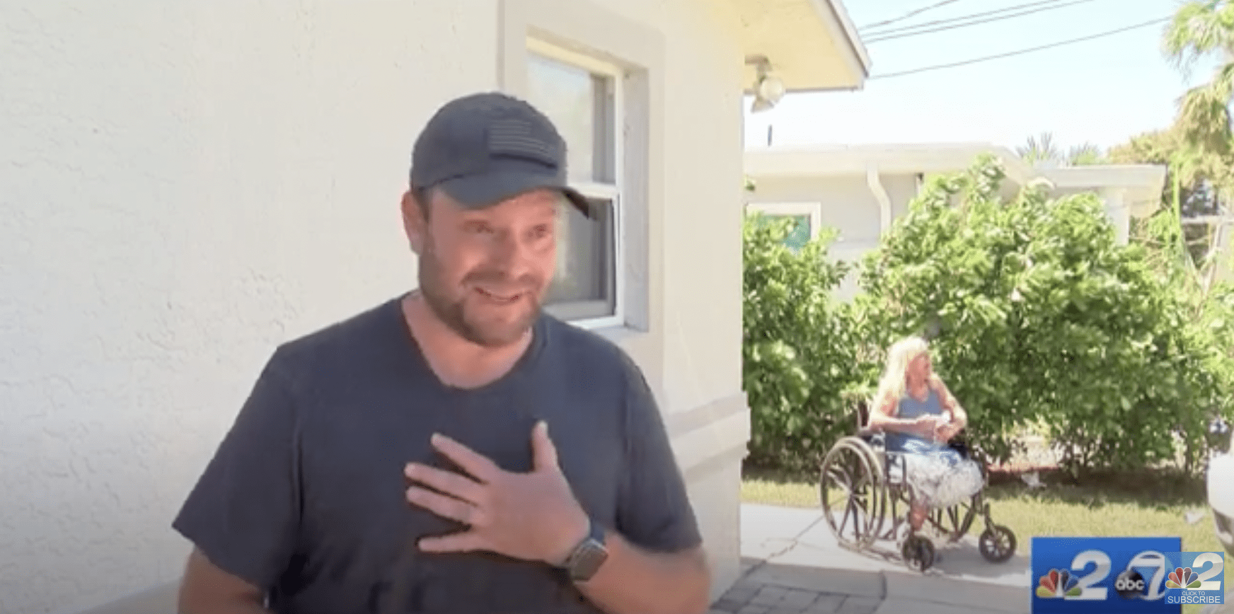 Johnny Lauder and his mom, Karen Lauder (in the wheelchair). | Source: YouTube.com/NBC2 News