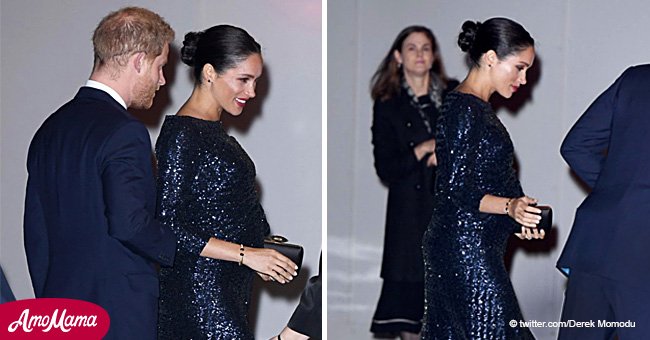 Meghan Markle covers baby bump in sparkly dress while visiting Cirque du Soleil after a busy day