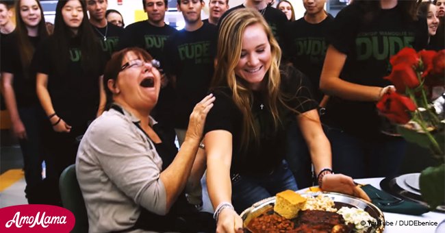 Students turned the tables on school lunch lady with surprise feast