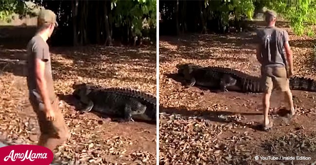 Photos of a tourist hopping on the back of a crocodile in Australia have gone viral