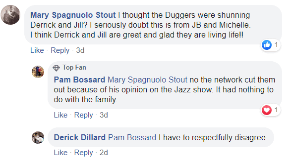Derrick replies fan's comment on controversial facebook post | Photo: facebook/duggarfamilyofficial