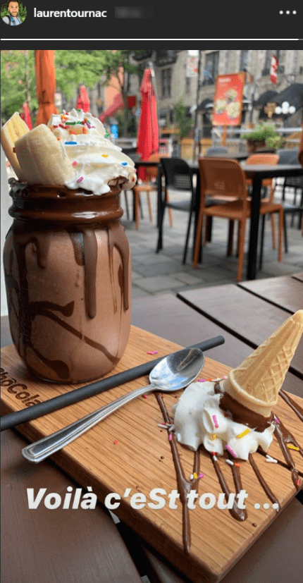 La photo d'un dessert au chocolat | Source: Story Instagram de Laurent Ournac La photo d'un dessert au chocolat | Source: Story Instagram de Laurent Ournac