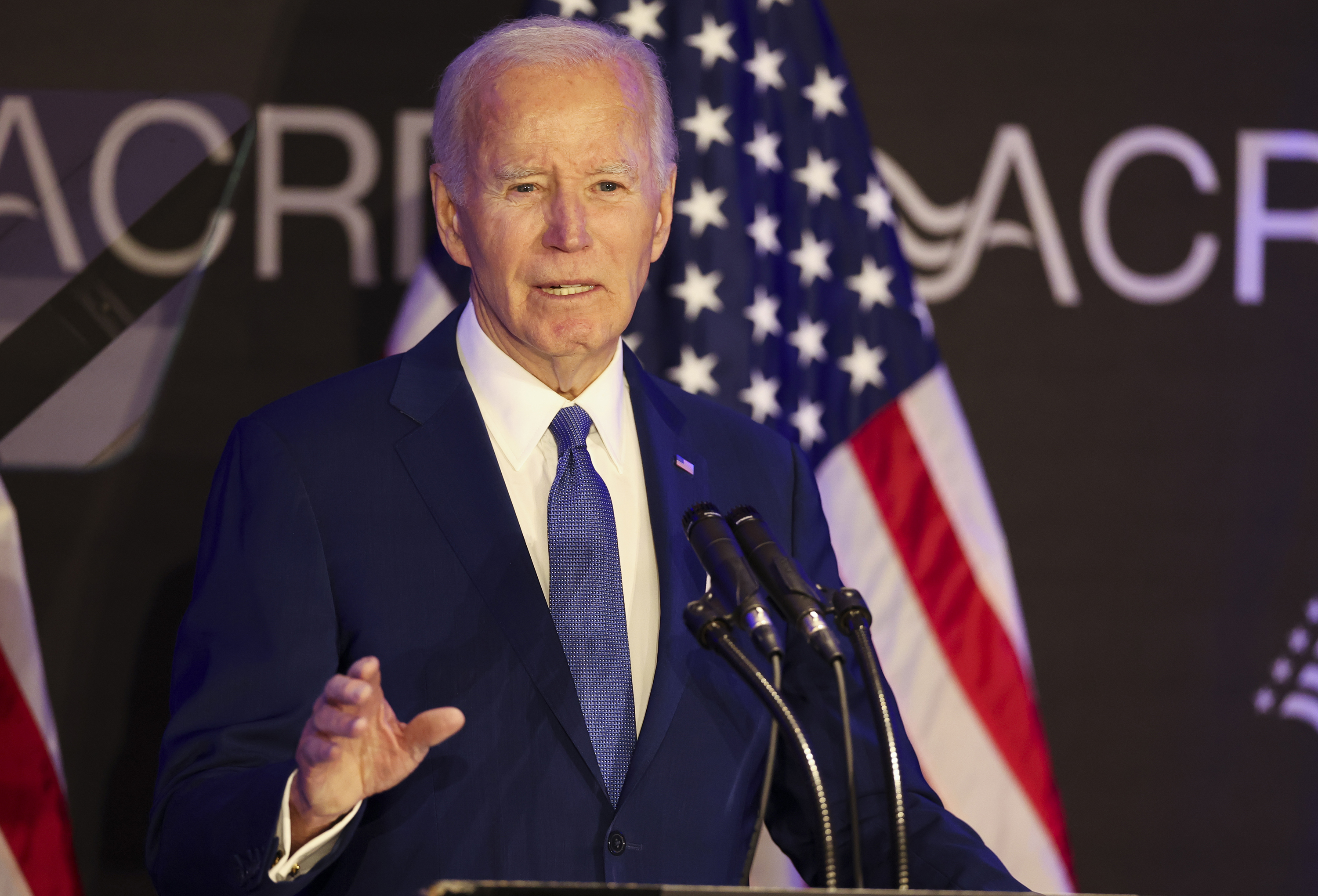 Former President Joe Biden speaks during the Advocates, Counselors, and Representatives for the Disabled bipartisan conference on Tuesday, April 15, 2025 | Source: Getty Images