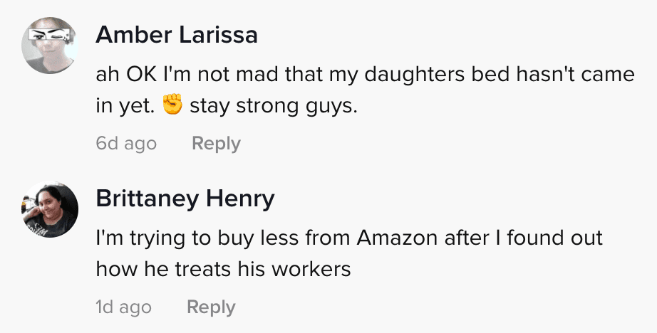Comment section of viral TikTok video in which an Amazon employee claims that everyone has quit | Photo: TikTok/dominic_giannini