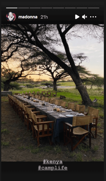 Madonna shares a picture of their outdoor dining area during her trip to Kenya with her boyfriend Ahlamalik Williams. | Source: Instagram/madonna.