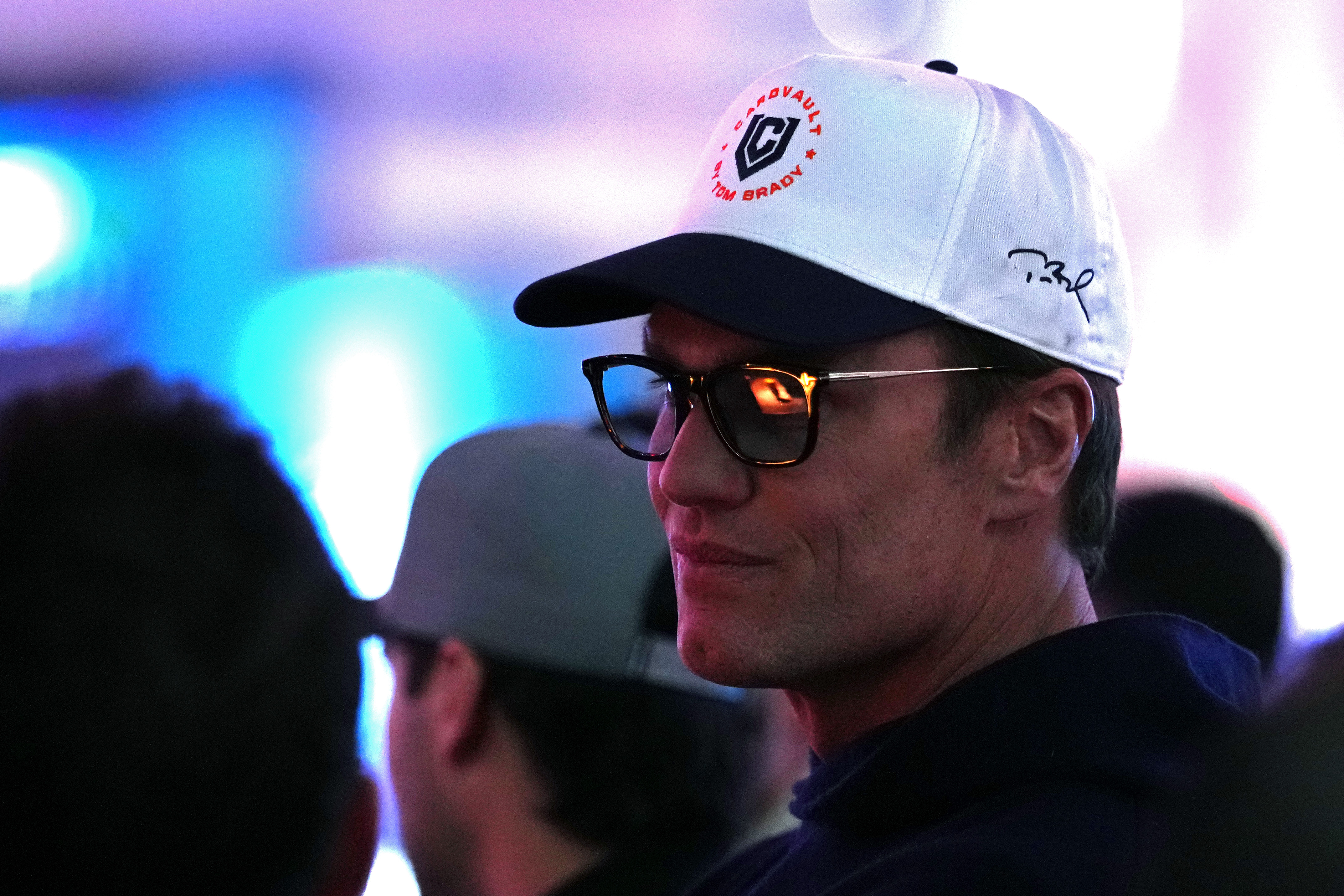 Tom Brady looks on during the match between Atlanta Drive GC and Boston Common Golf at SoFi Center on February 23, 2026, in Palm Beach Gardens, Florida | Source: Getty Images
