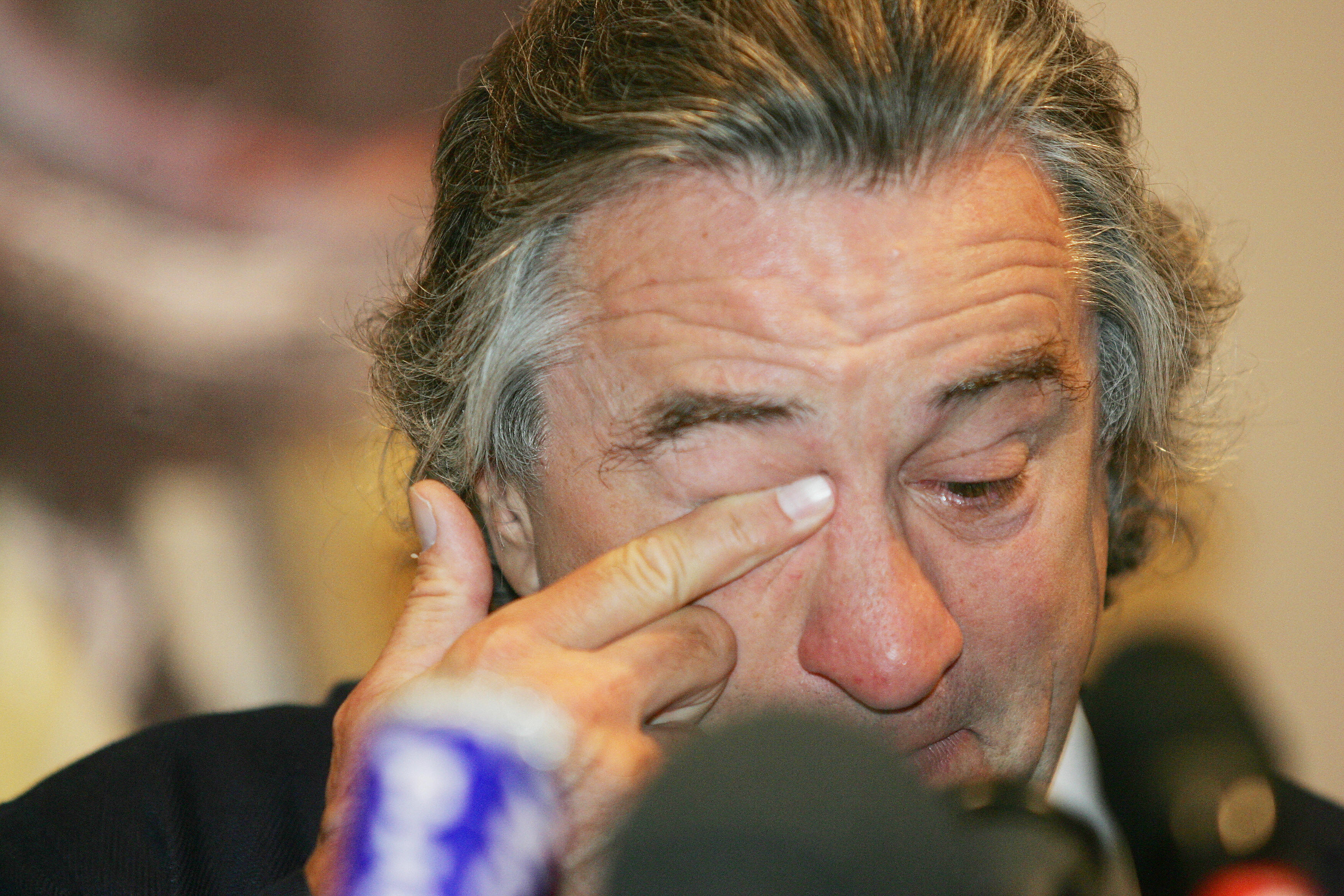 Robert De Niro emotional at a press conference on his late father, Robert De Niro Senior, on 18 June 18, 2005 in La piscine museum in Roubaix, North of France. | Source: Getty Images