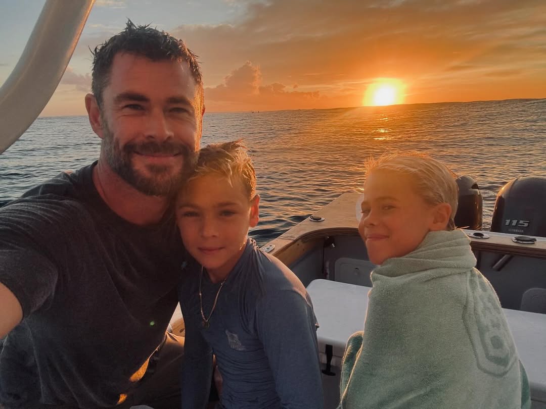 Chris Hemsworth with his children from a post dated May 26, 2025. | Source: Instagram/chrishemsworth