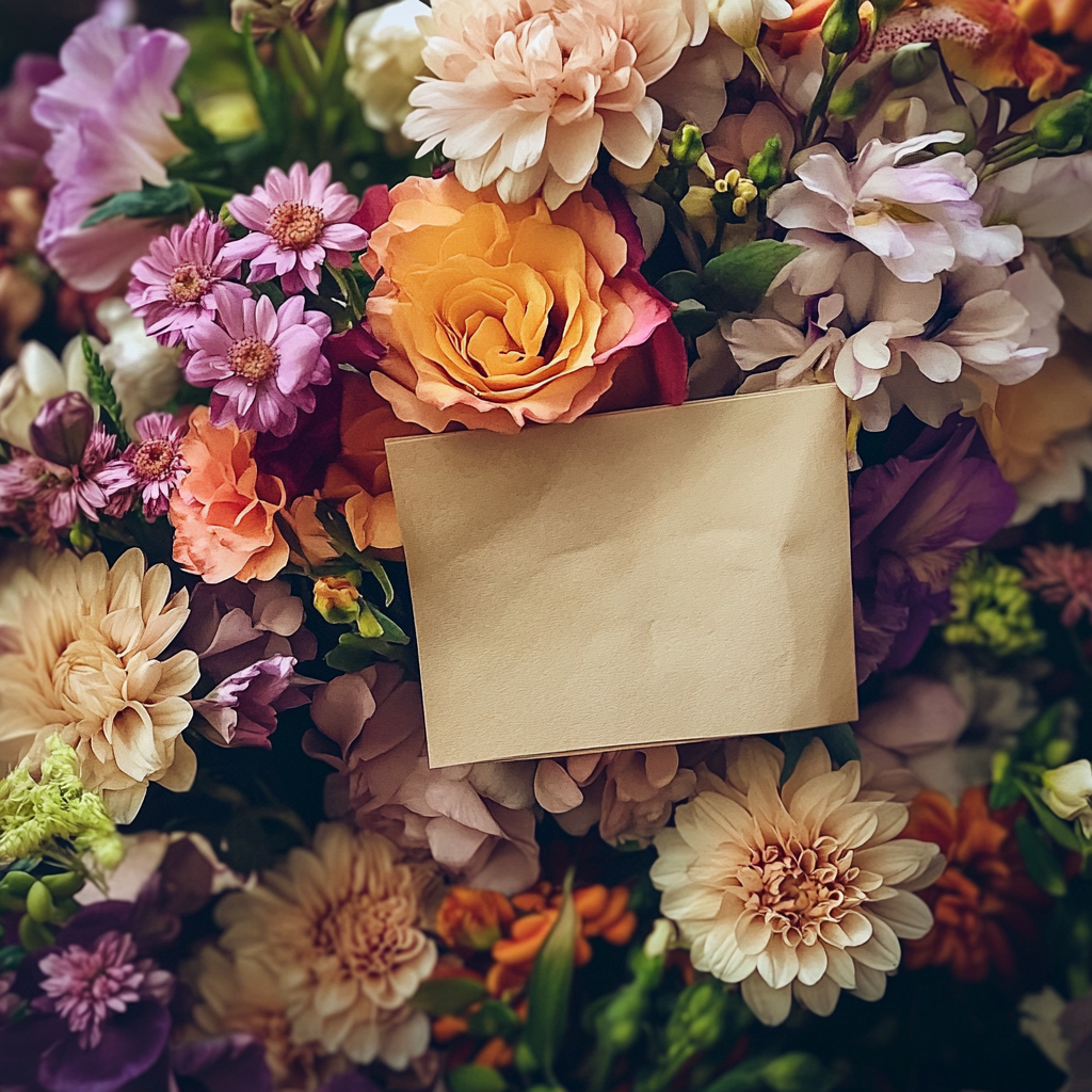 Bouquet of flowers and a note | Source: Midjourney