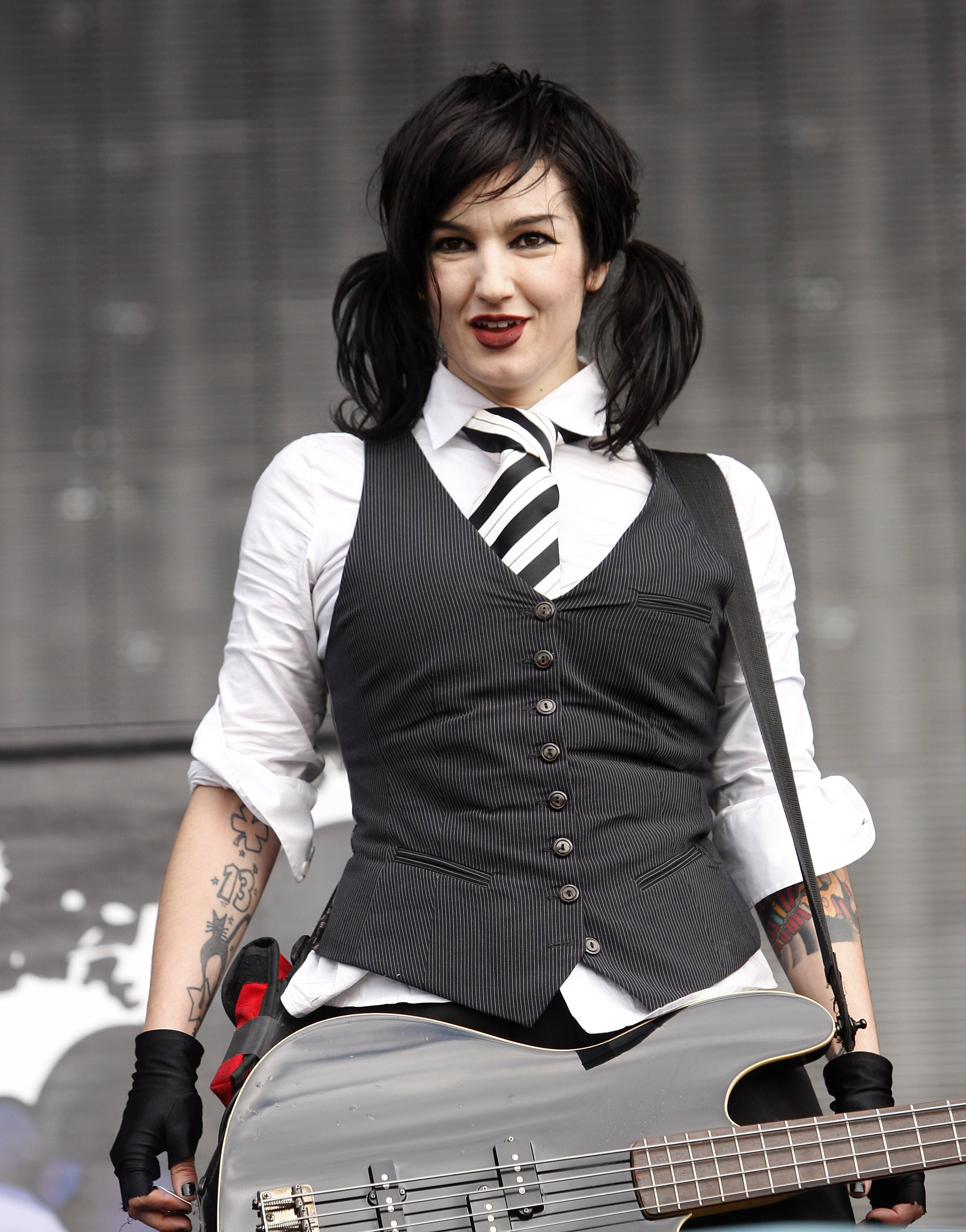 Lyn-Z of Mindless Self Indulgence at the Reading Festival in 2008 in Reading, England. | Source: Getty Images