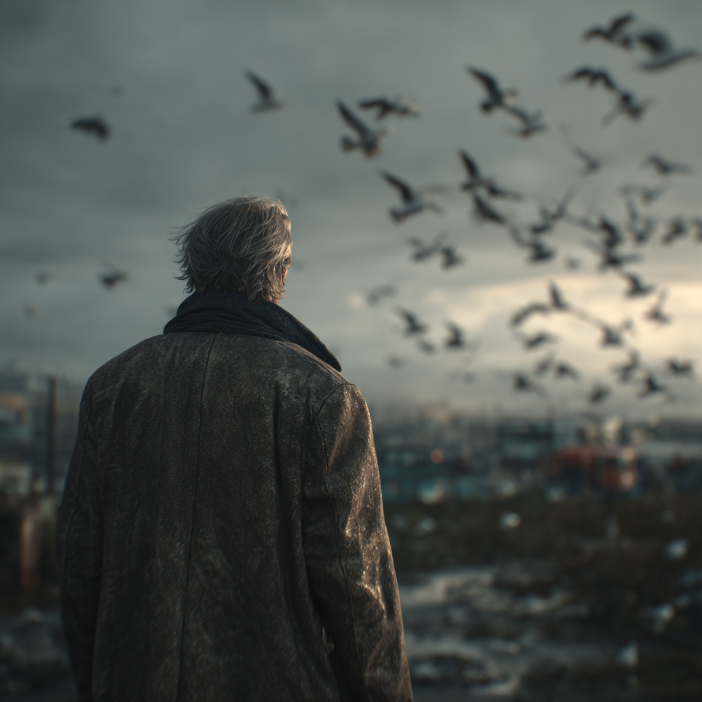 A senior man standing in a dumpyard | Source: Midjourney