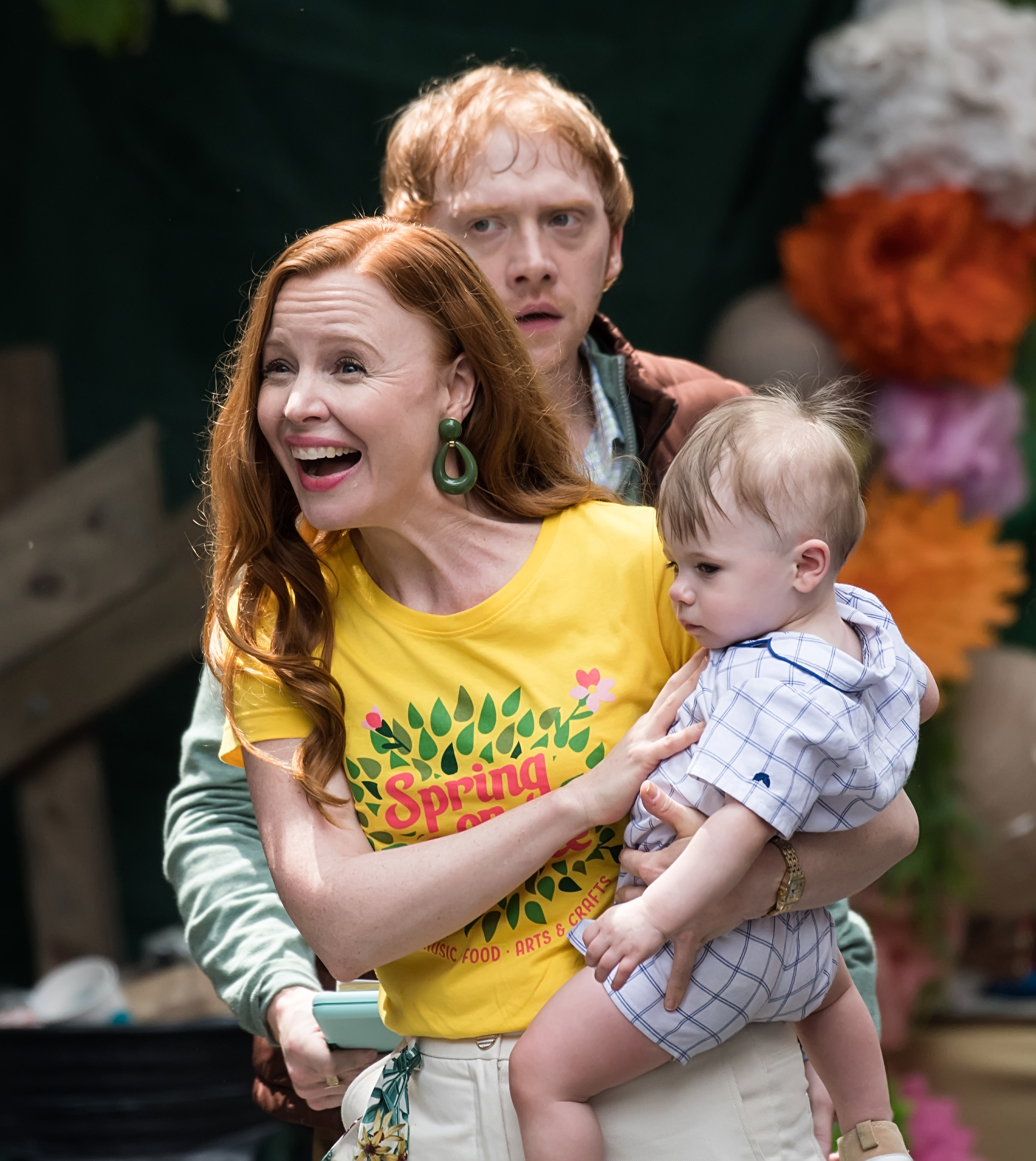 Rupert Grint and Lauren Ambrose seen filming on set of "Servant" season 3 on June 9, 2021, in Philadelphia, Pennsylvania | Source: Getty Images