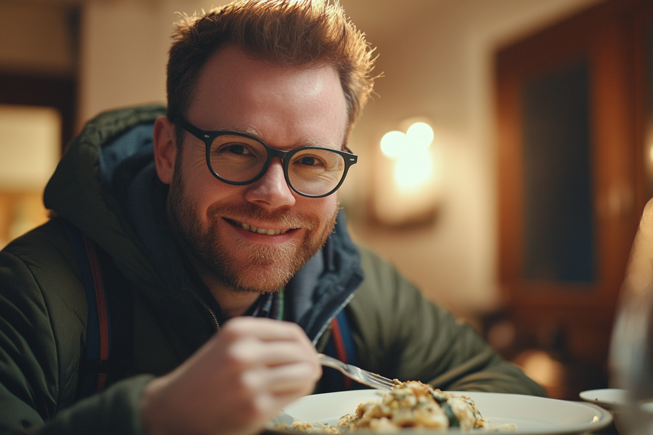 A man eating dinner | Source: Midjourney