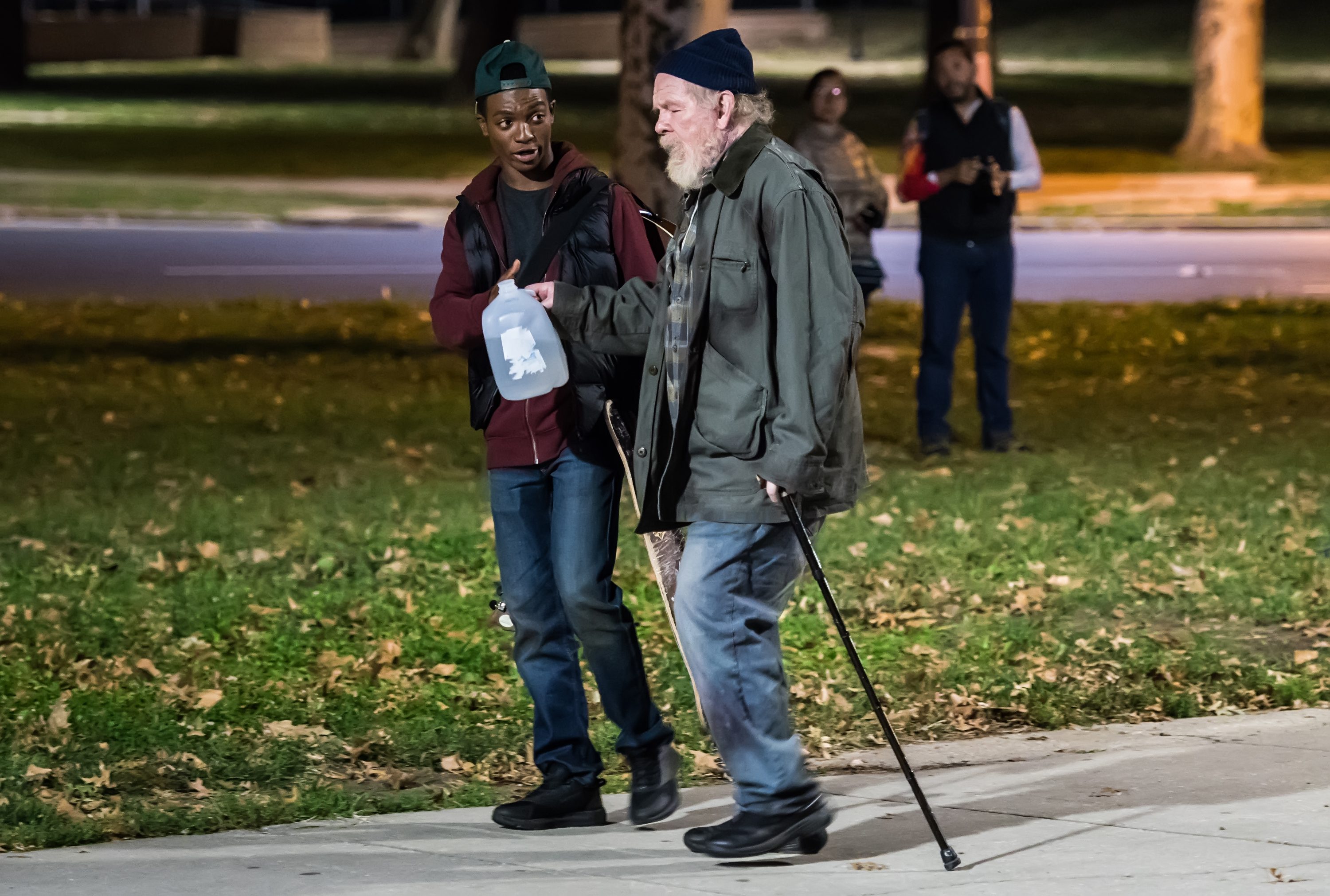 Dharon E. Jones and Nick Nolte pictured on set of "Rittenhouse" 2021 | Source: Getty Images