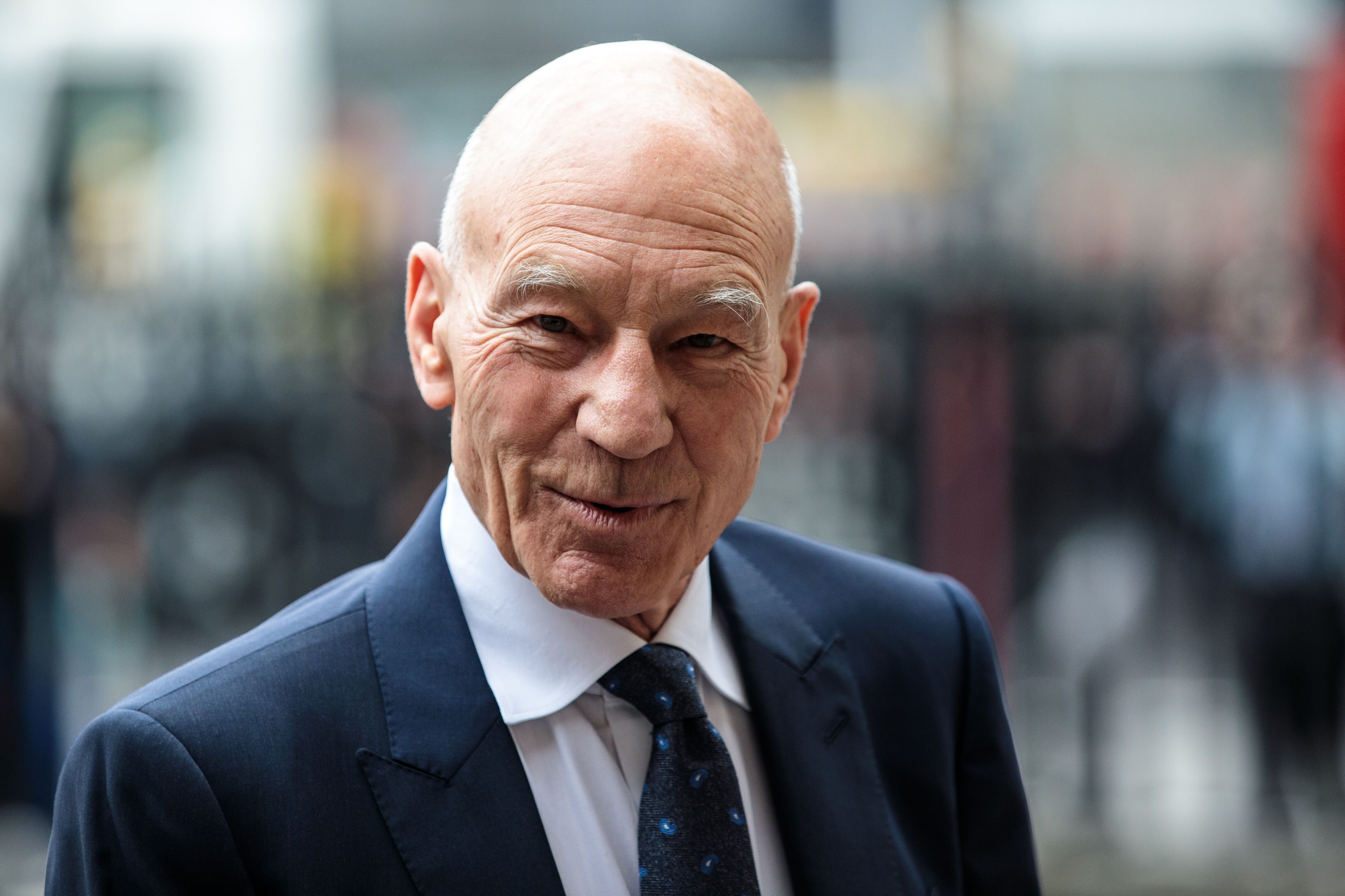 Patrick Stewart at Westminster Abbey for a memorial service for Sir Peter Hall OBE on September 11, 2018, in London, England | Photo: Jack Taylor/Getty Images