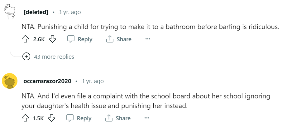 Commenters sided with the young mom in her decision regarding her daughter's punishment | Source: reddit.com/r/AmItheAsshole