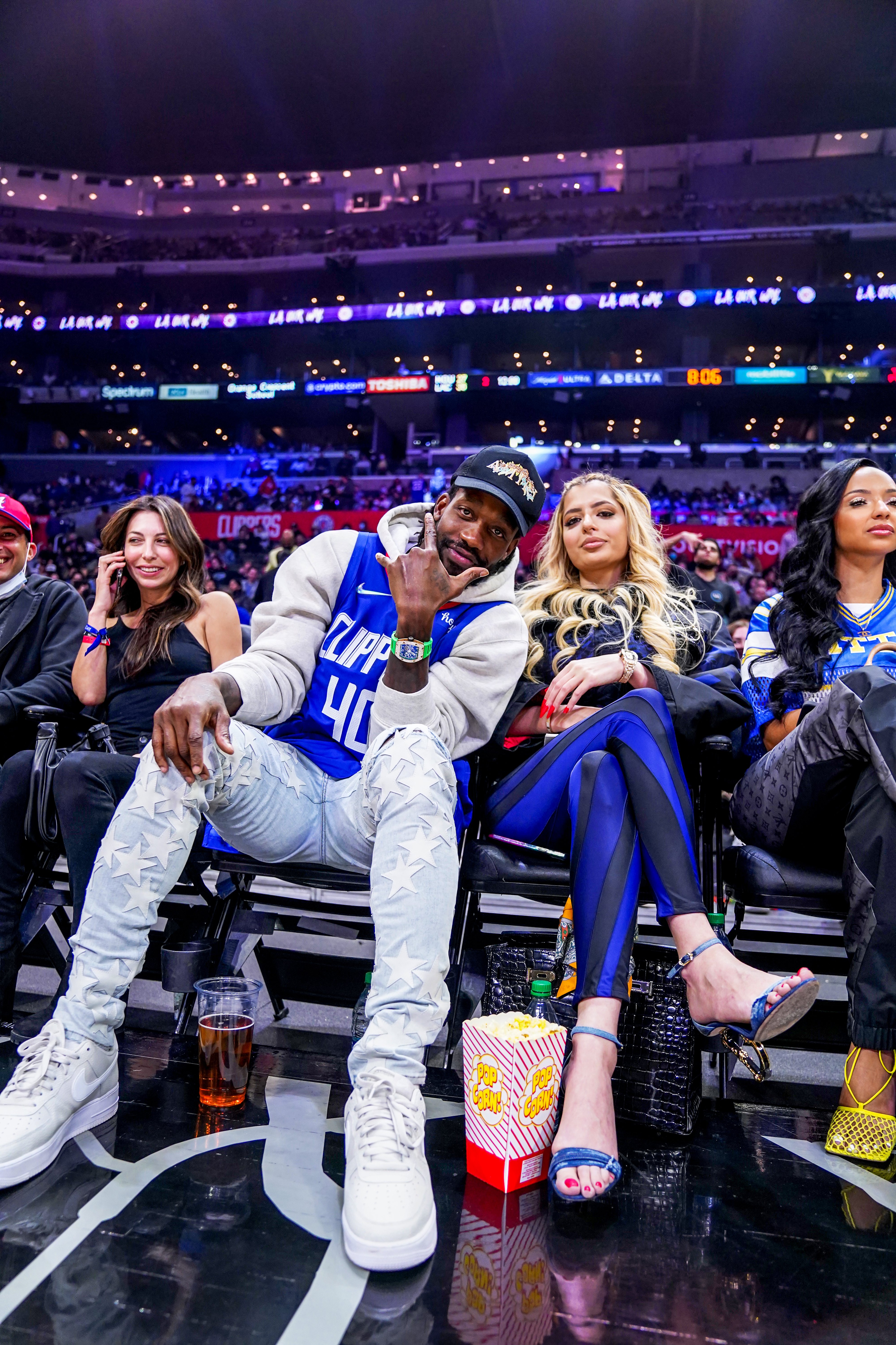 Patrick Beverley and Mandana Bolourchi on February 17, 2022, at Crypto.Com Arena in Los Angeles, California. | Source: Getty Images