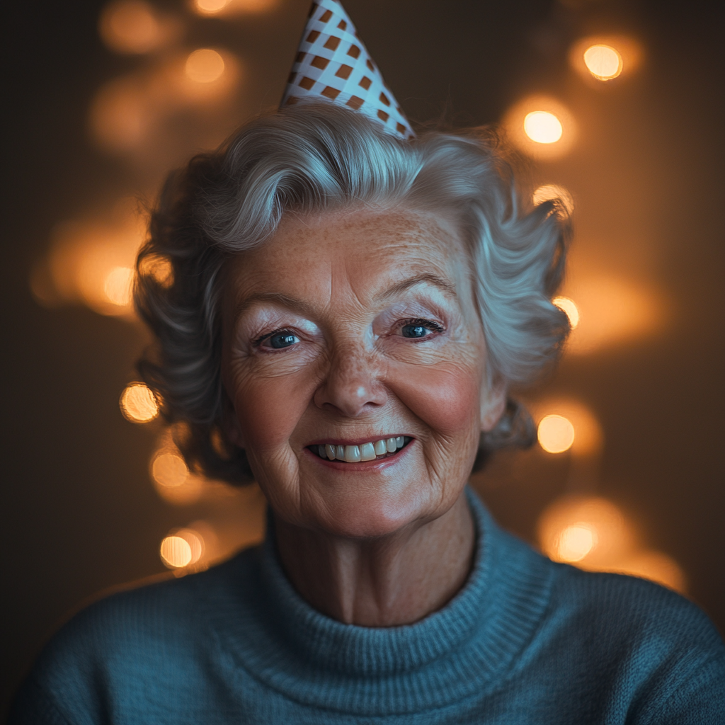 An emotional older woman smiling | Source: Midjourney