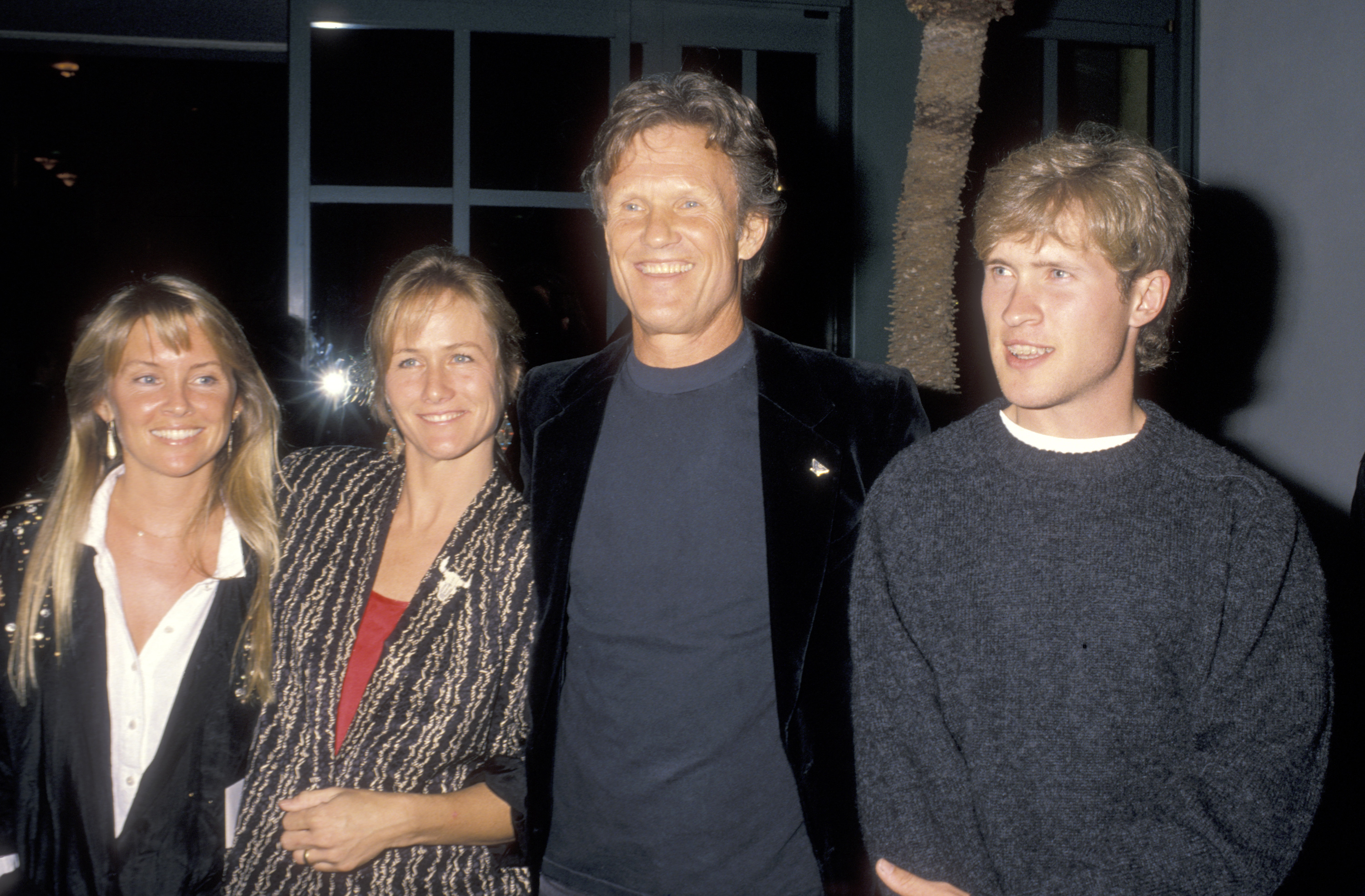 Kris Kristofferson, his wife Lisa Meyers, and his children Tracy and Kris Kristofferson, Jr., attend the Crosby, Stills, Nash & Young Fundraiser Party' on March 31, 1990, at Santa Monica Beach Hotel in Santa Monica, California. | Source: Getty Images