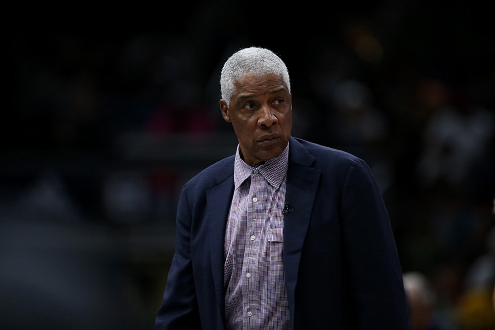 Julius Erving of Tri State watches the action against the Ball Hogs during week two of the BIG3 three on three basketball league at United Center on June 29, 2018 in Chicago, Illinois. I Image: Getty Images. 