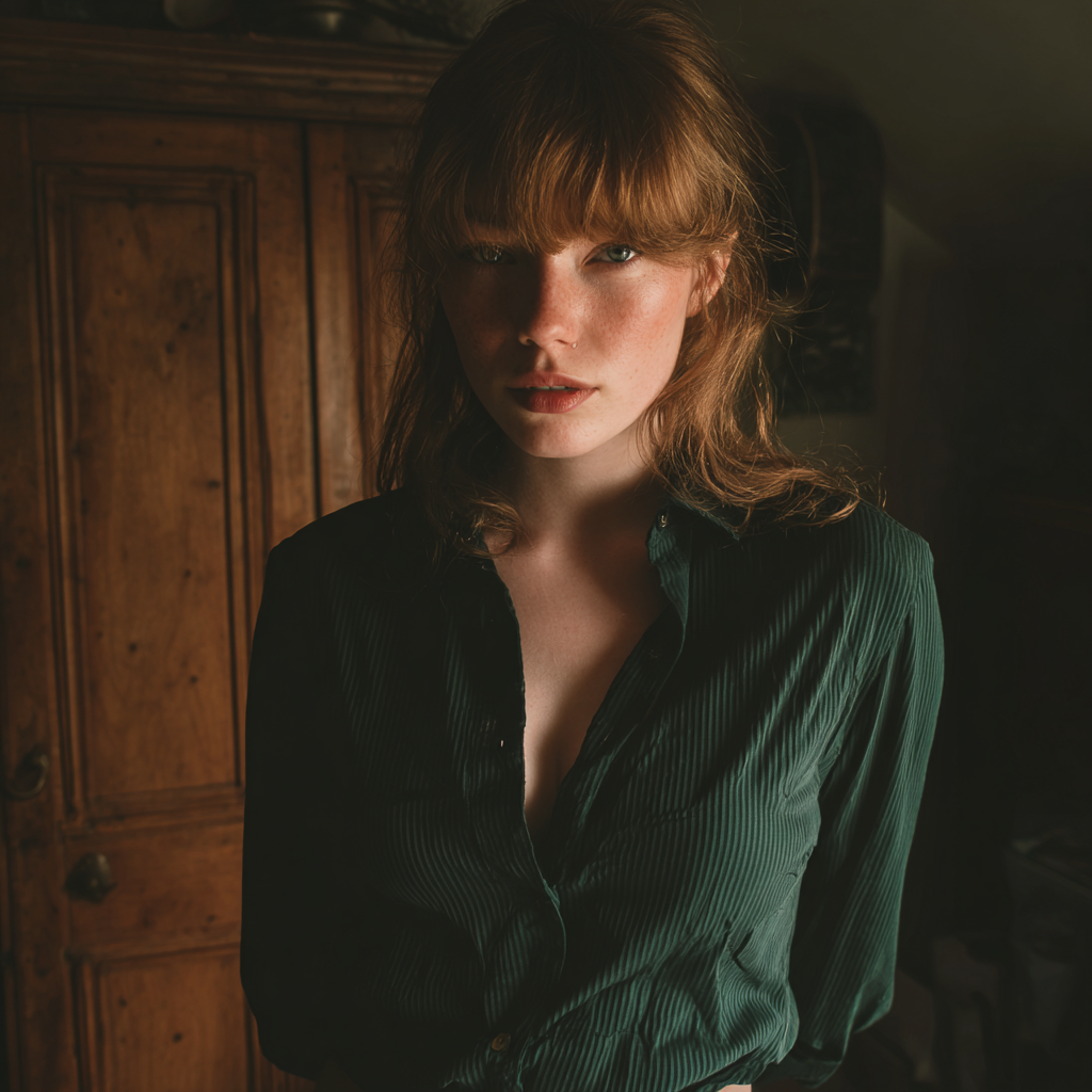 An emotional woman standing in front of a closet | Source: Midjourney