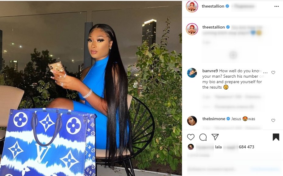 A picture of Megan Thee Stallion in a stunning blue dress on social media | Photo: Instagram/theestallion