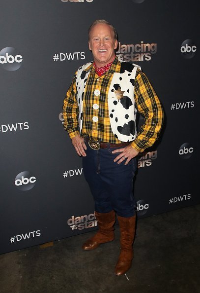 Sean Spicer poses at "Dancing with the Stars" Season 28 at CBS Television City in Los Angeles.