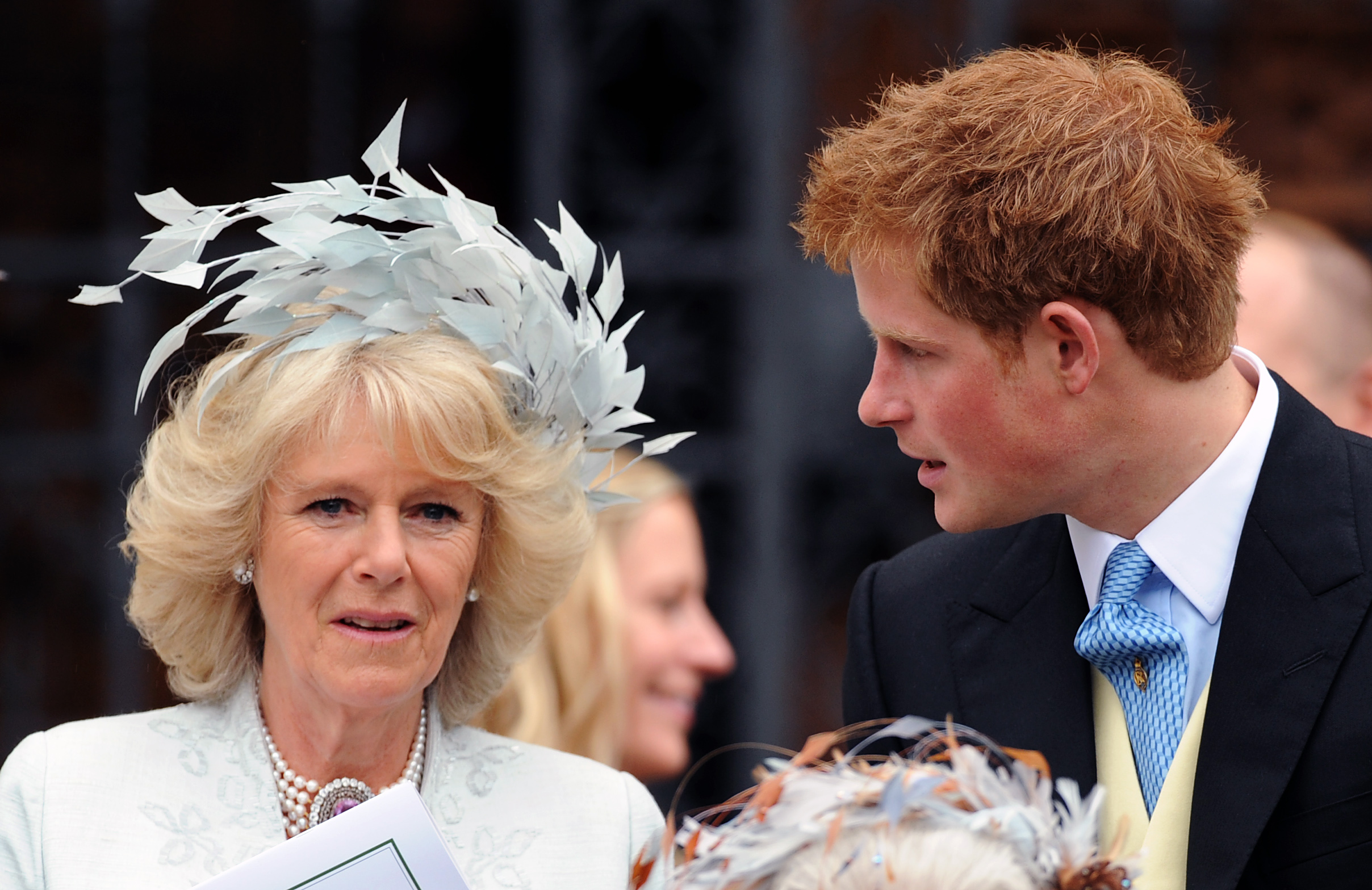 Queen Camilla and Prince Harry at the wedding of Peter Phillips and Autumn Kelly in Windsor, England on May 17, 2008 | Source: Getty Images