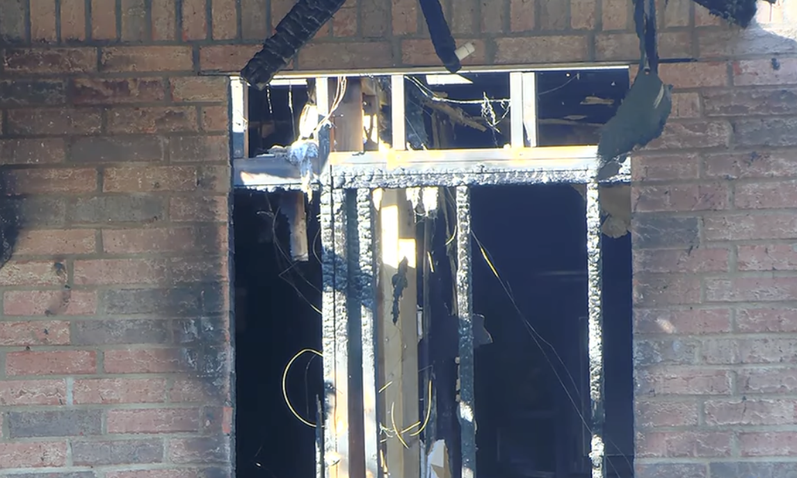 The burned home on Douglass Avenue where Barry Wilburn was inside when the fire broke out from a video posted on February 8, 2026 | Source: YouTube/@ActionNews5