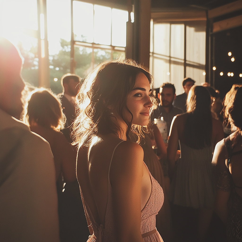 A woman in a pink dress at a wedding | Source: Midjourney