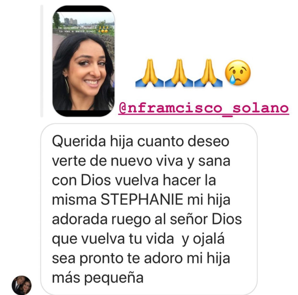 Mensaje escrito por Francisco Solano, padre de Gelena Solano, rogando por la recuperación de su hija. | Foto: Historias de Instagram/gelenasolanotv Mensaje escrito por Francisco Solano, padre de Gelena Solano, rogando por la recuperación de su hija. | Foto: Historias de Instagram/gelenasolanotv