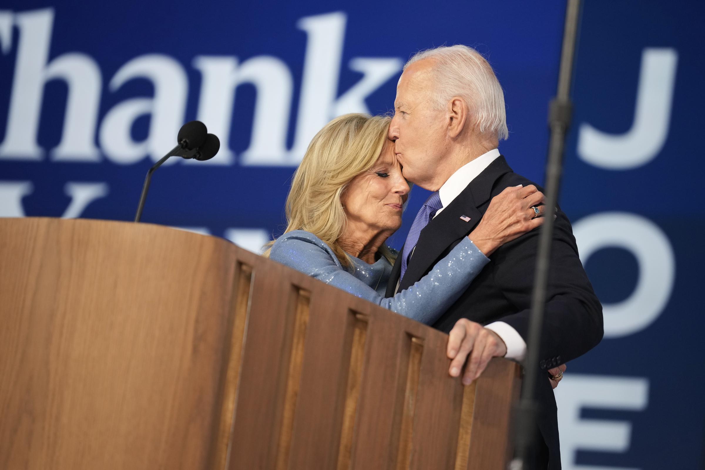 Jill and Joe Biden after his speech on the first day of the Democratic National Convention at the United Center on August 19, 2024, in Chicago, Illinois. | Source: Getty Images