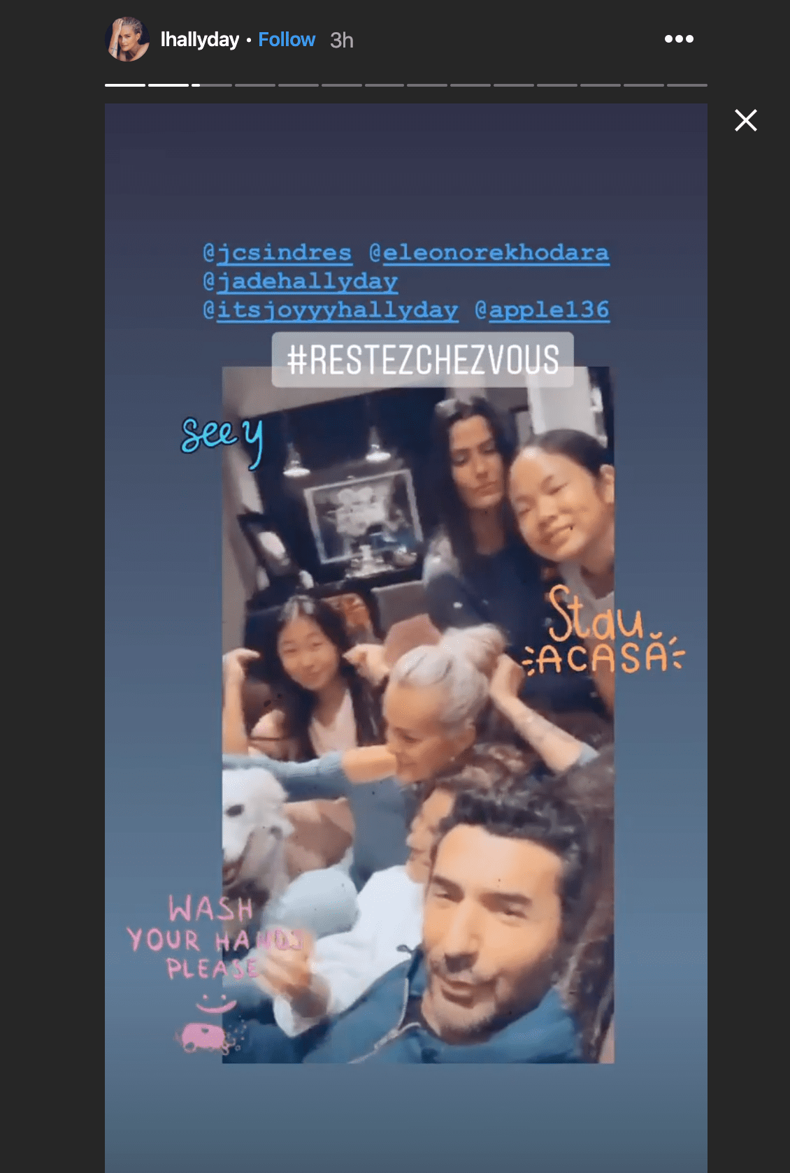 Capture d'écran de la story Instagram de Laeticia Hallyday | Photo : Instagram/lhallyday
