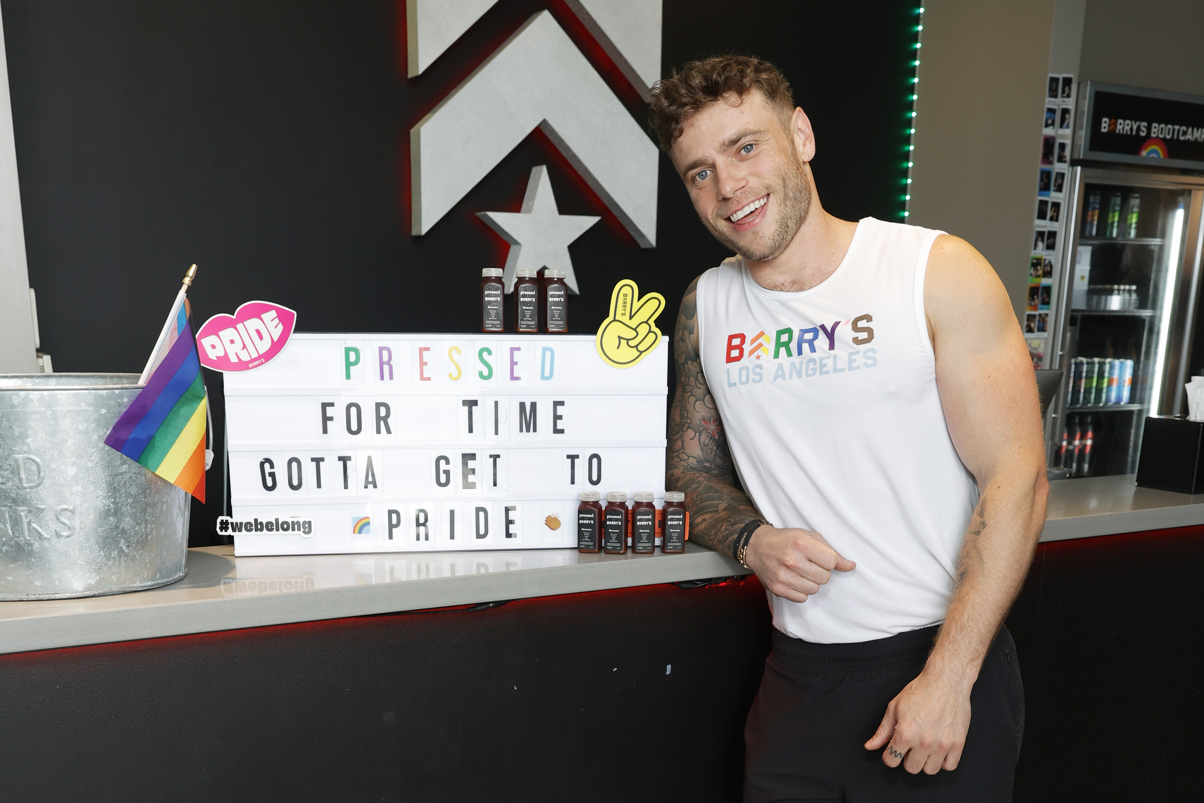 Actor and Olympian Gus Kenworthy putting on a Pride Class with Pressed Juicery and Barry's  on June 10, 2023 in California. | Source: Getty Images