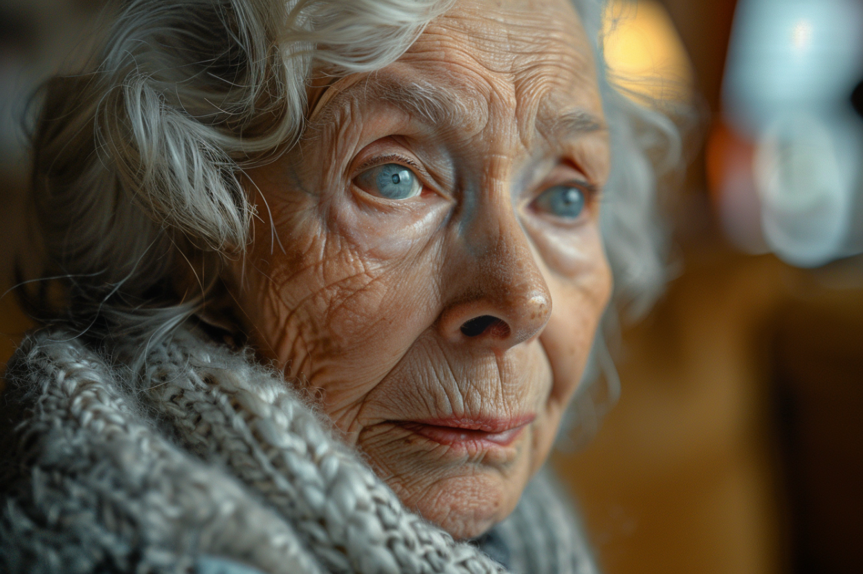 An elderly woman with a thoughtful expression | Source: MidJourney