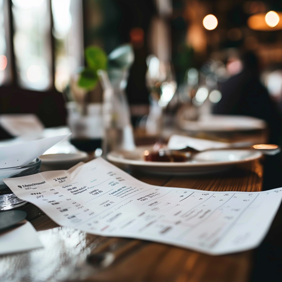 A restaurant bill lying on a table | Source: Midjourney