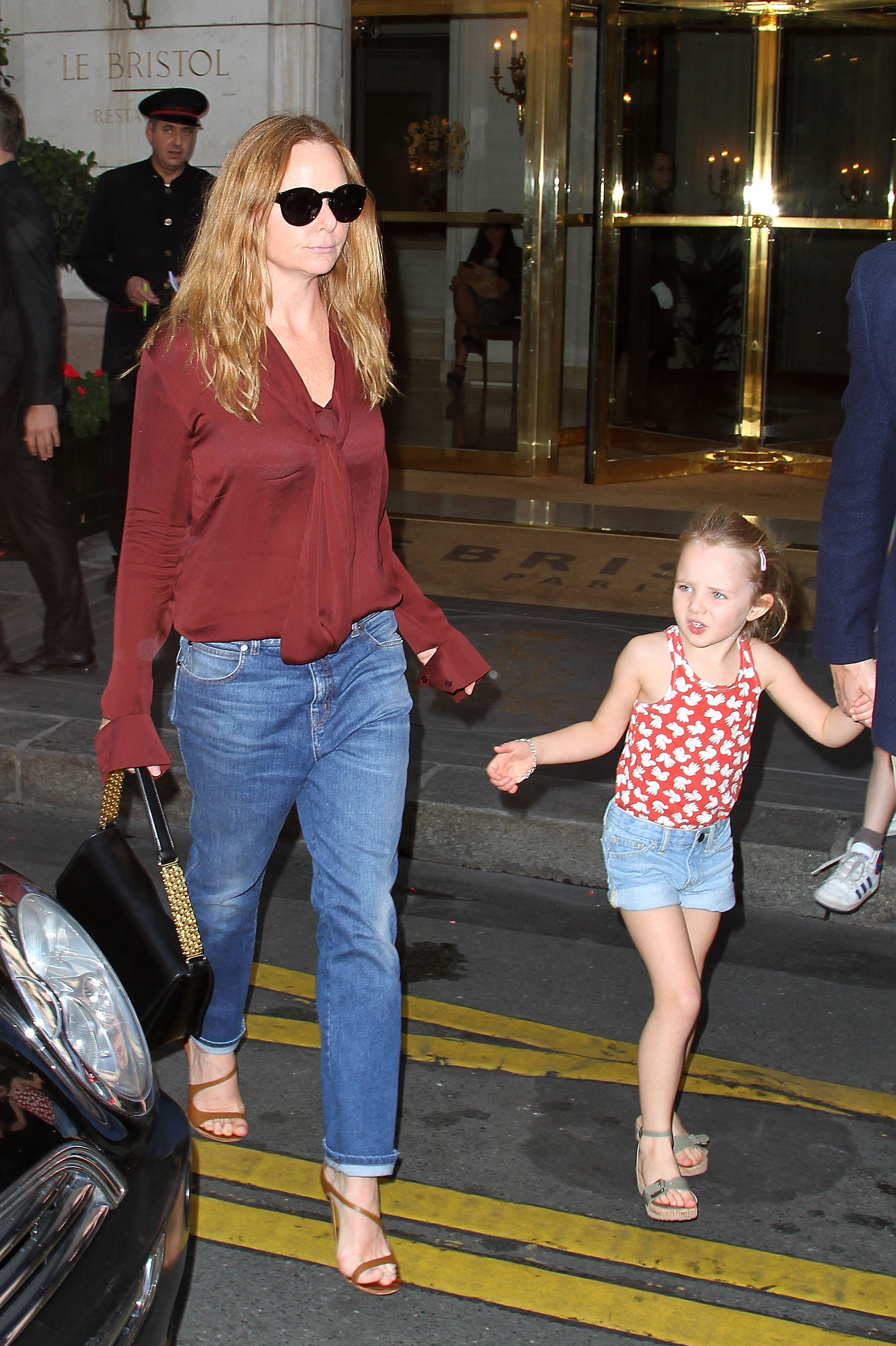 Stella McCartney and her daughter Bailey Linda Olwyn Willis are spotted at the 'Le Bristol' hotel in Paris, France, on October 3, 2011. | Source: Getty Images