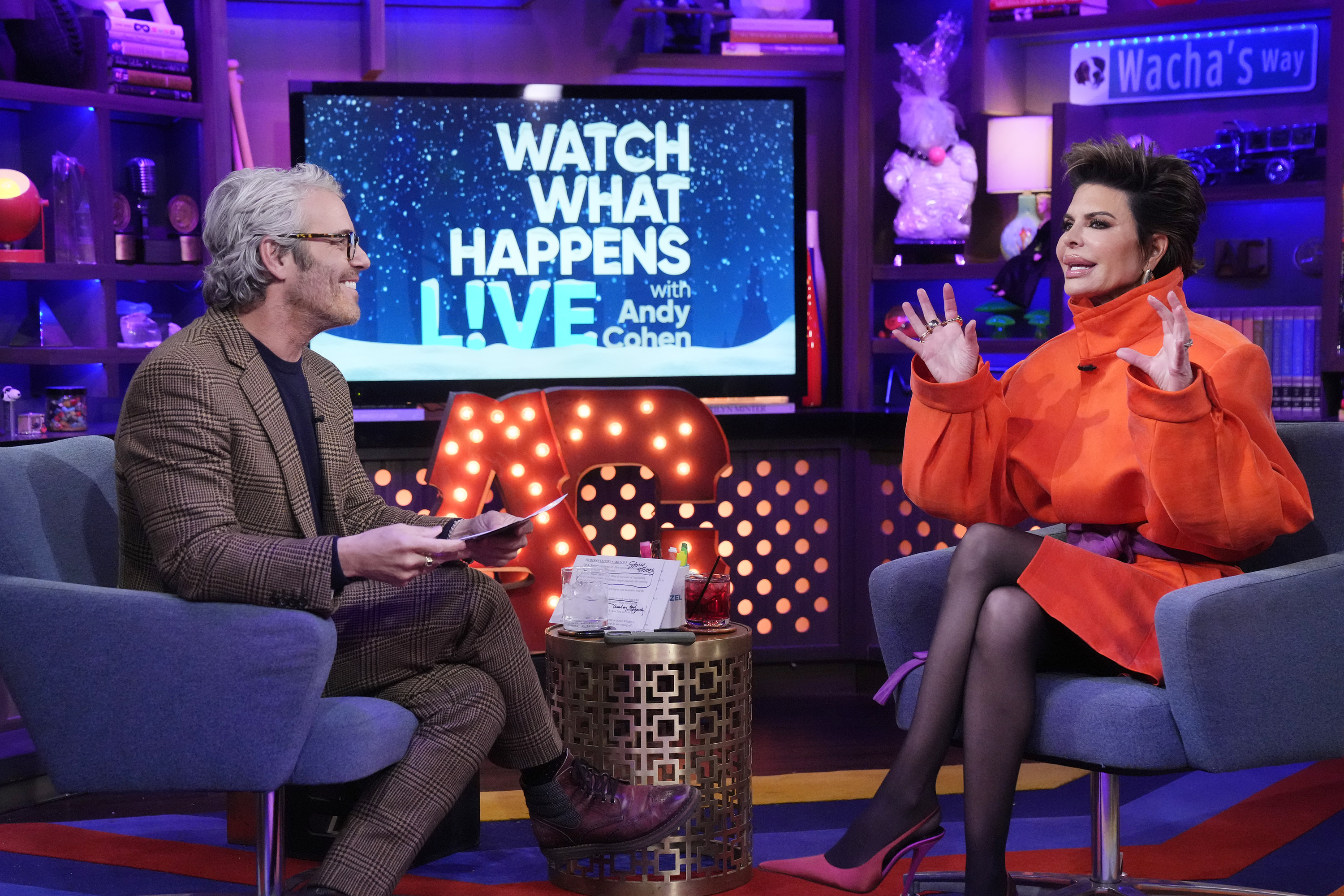 Andy Cohen and Lisa Rinna speak during an episode of "Watch What Happens Live with Andy Cohen" on February 25, 2026  Source: Getty Images