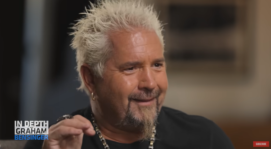 Guy Fieri shares an intense moment as he describes the accuracy of messages relayed by a spiritual medium shortly after his father's passing, from a video posted in September 2024 | Source: YouTube/GrahamBensinger