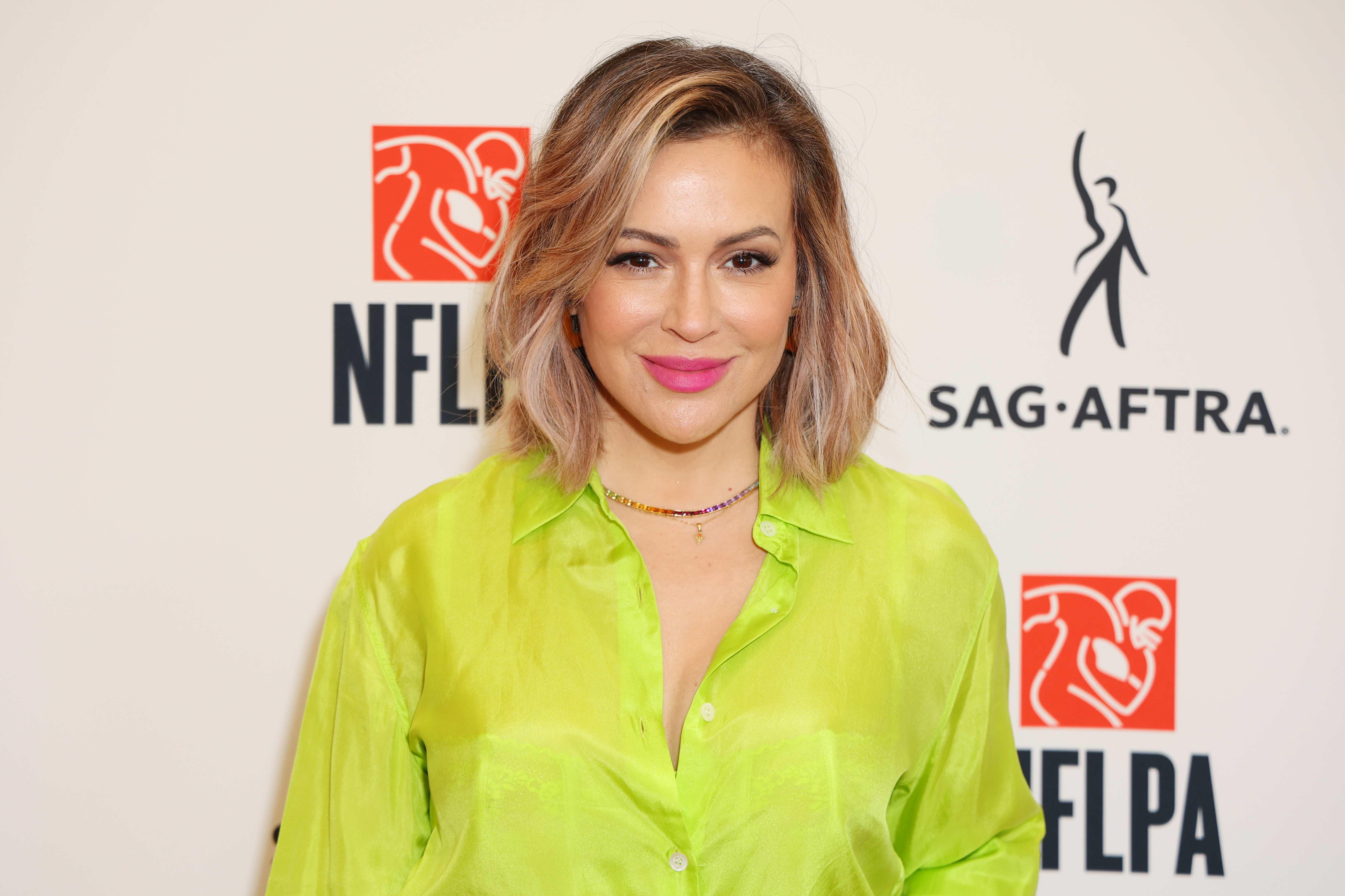 Alyssa Milano at the Launch of Actors & Athletes: Unions for Democracy at Jean-Georges Beverly Hills on July 17, 2022 in Beverly Hills, California. | Source: Getty Images