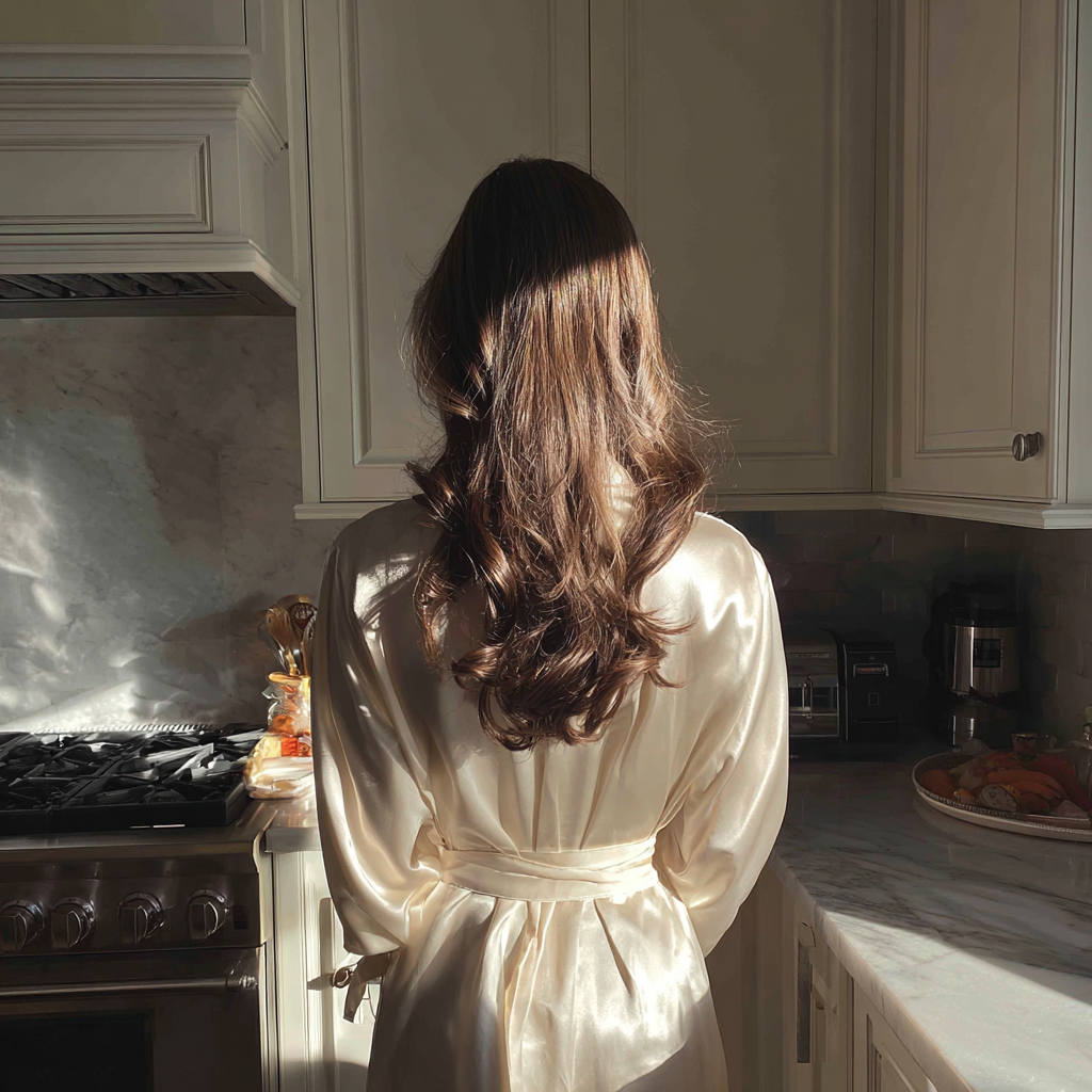 A woman standing in a kitchen | Source: Midjourney
