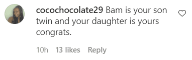A fan's comment about Lil Scrappy and Bambi Benson's child on Instagram | Photo: Instagram/adizthebam