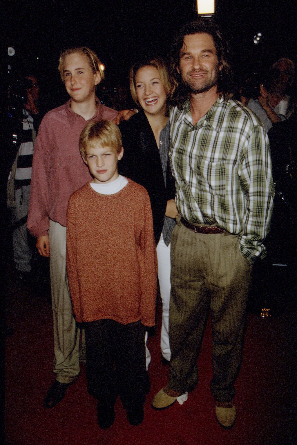 Boston Russell, Kate Hudson, Kurt Russell, and Wyatt Russell at the premiere of "Executive Decision" on March 11, 1996 | Source: Getty Images