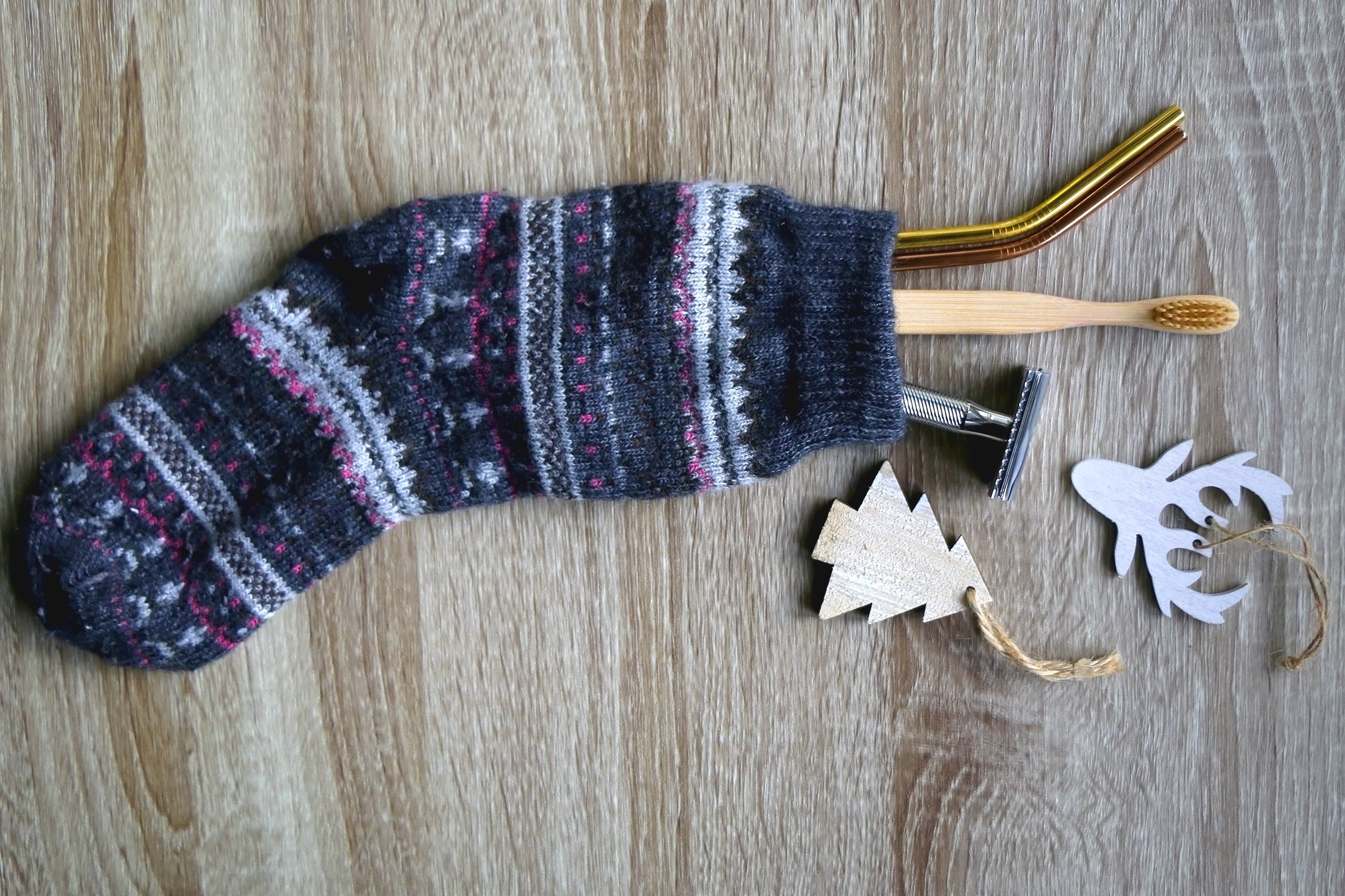 A sock used to store a razor and toothbrush | Source: Shutterstock